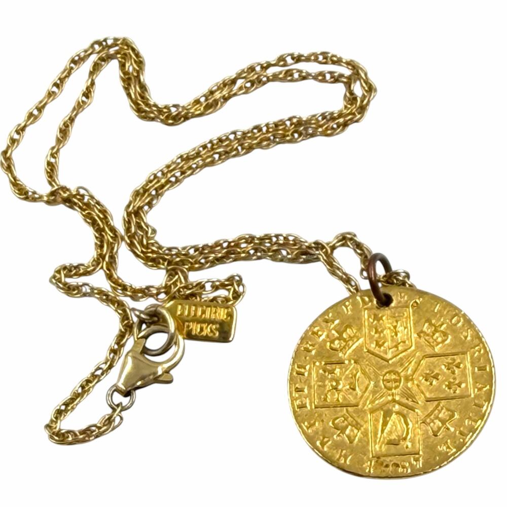Electric Picks George III Spade Guinea Gold Coin Pendant Necklace 18" Medallion